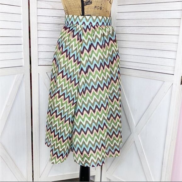ModCloth Daytime Dazzler Chevron Stripe A Line Skirt Pastel Multicolor Medium - Picture 4 of 14